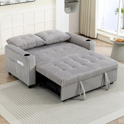 HOMCOM 2 Seater Click Clack Sofa Bed with Pull Out Design, Corduroy Upholstery Additional View 10