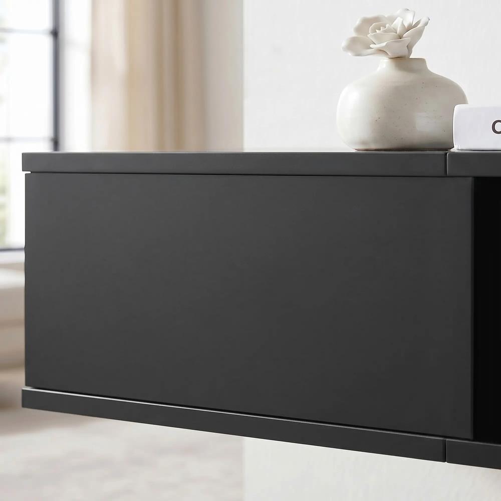 HOMCOM Wall Mounted TV Stand with RGB LED Lights, Floating Entertainment Centre for 75 Inch TV Additional View 11
