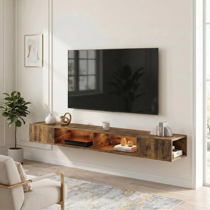 HOMCOM Wall Mounted TV Stand with RGB LED Lights, Floating Entertainment Centre for 75 Inch TV Additional View 17