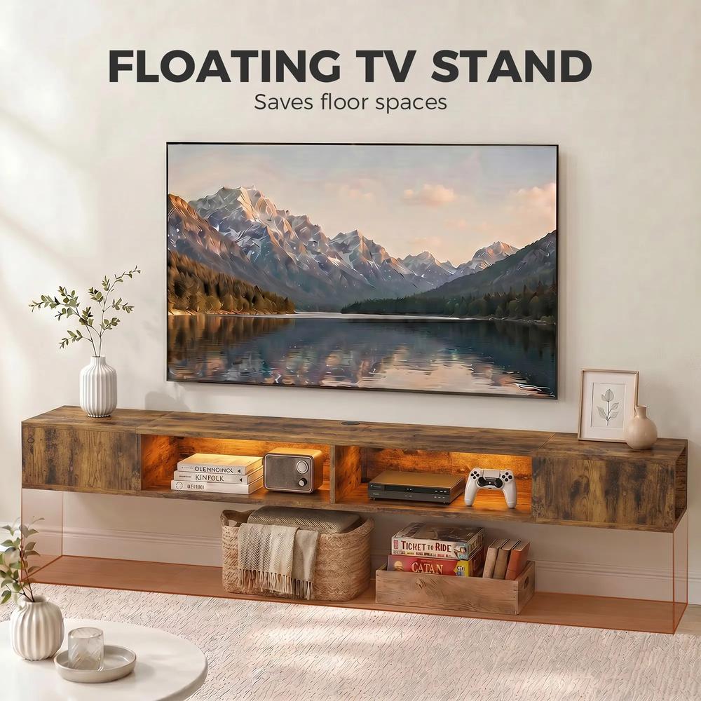 HOMCOM Wall Mounted TV Stand with RGB LED Lights, Floating Entertainment Centre for 75 Inch TV Additional View 19