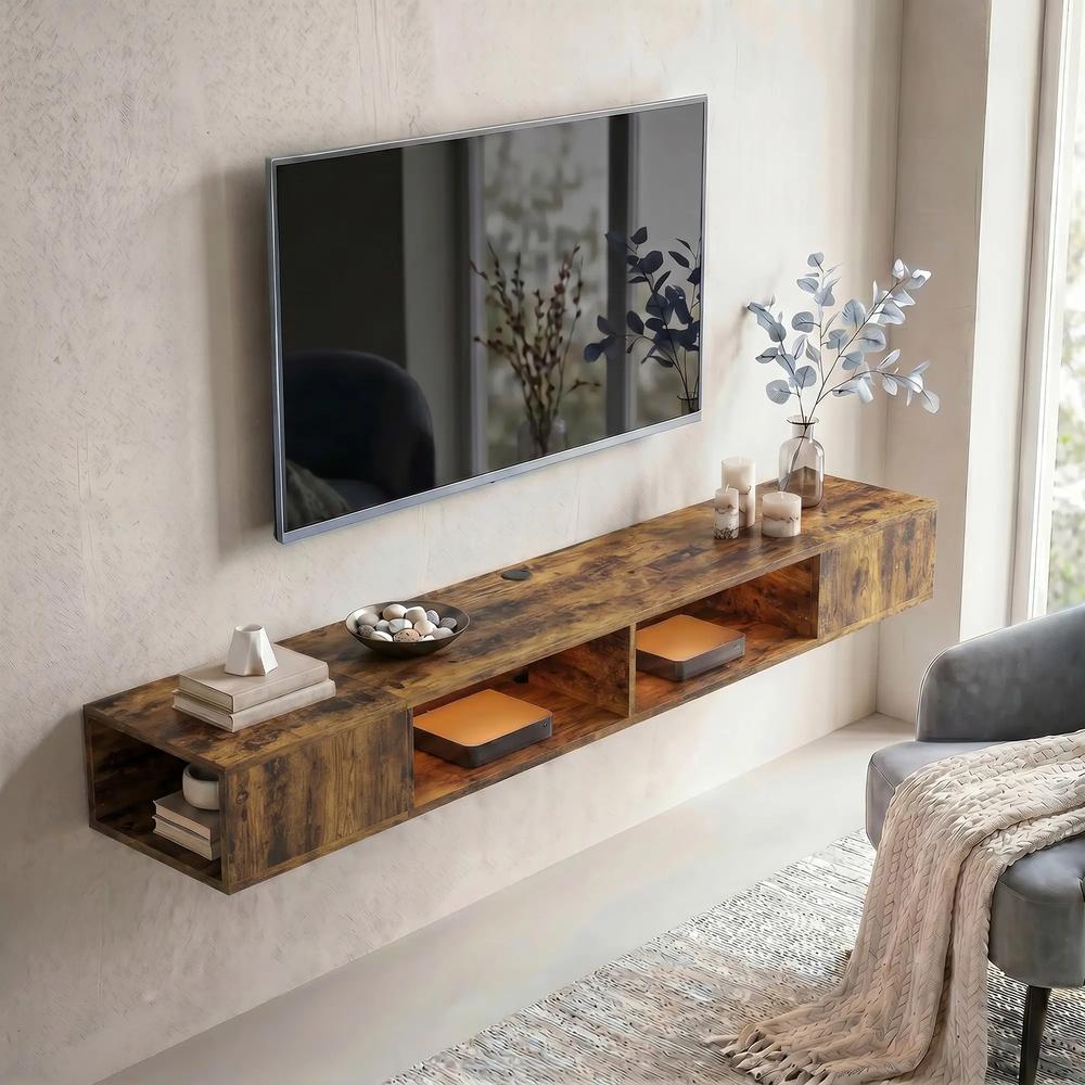 HOMCOM Wall Mounted TV Stand with RGB LED Lights, Floating Entertainment Centre for 75 Inch TV Additional View 23