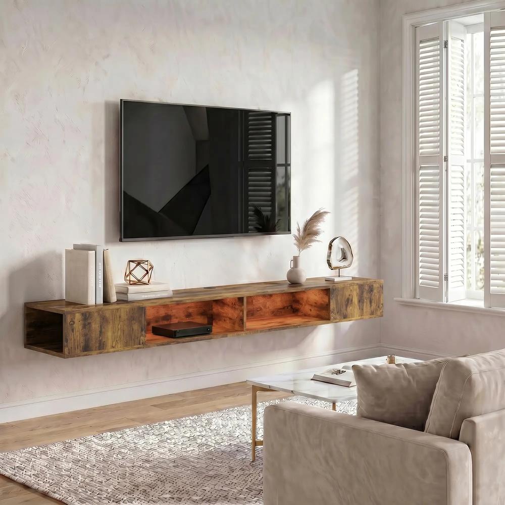 HOMCOM Wall Mounted TV Stand with RGB LED Lights, Floating Entertainment Centre for 75 Inch TV Additional View 24