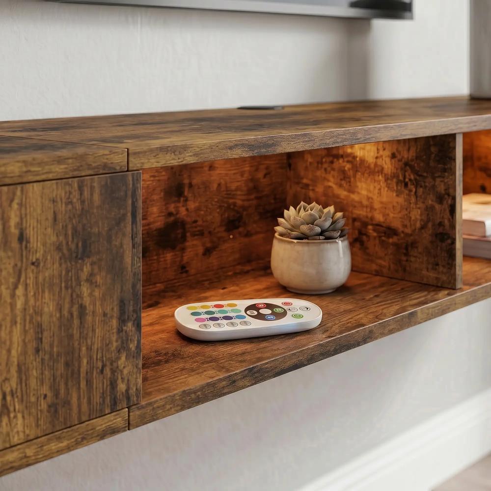 HOMCOM Wall Mounted TV Stand with RGB LED Lights, Floating Entertainment Centre for 75 Inch TV Additional View 27