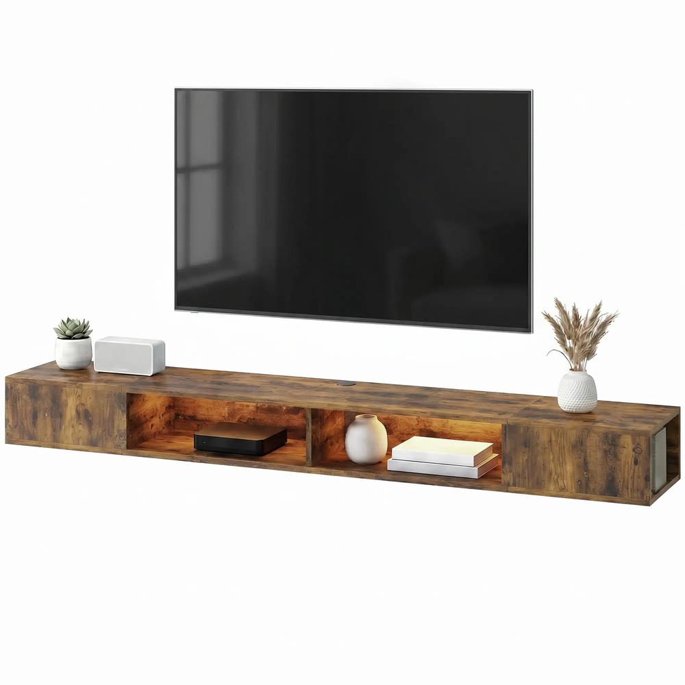 HOMCOM Wall Mounted TV Stand with RGB LED Lights, Floating Entertainment Centre for 75 Inch TV Additional View 30