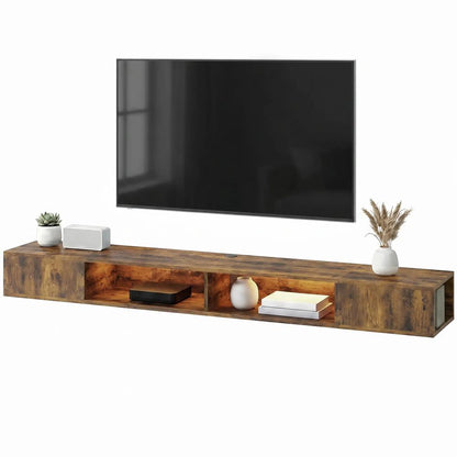 HOMCOM Wall Mounted TV Stand with RGB LED Lights, Floating Entertainment Centre for 75 Inch TV Additional View 30