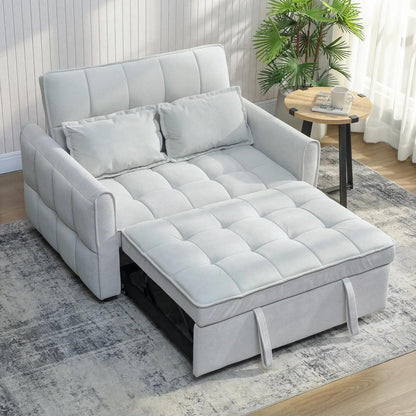 HOMCOM 2 Seater Sofa Bed, 3-in-1 Convertible Sleeper Sofa with Click-clack Adjustable Backrest and 2 Pillows Additional View 12