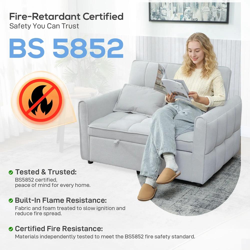 HOMCOM 2 Seater Sofa Bed, 3-in-1 Convertible Sleeper Sofa with Click-clack Adjustable Backrest and 2 Pillows Additional View 13