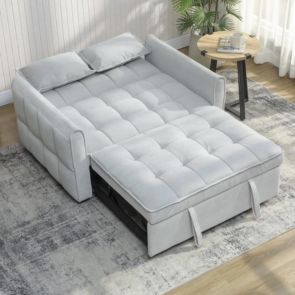 HOMCOM 2 Seater Sofa Bed, 3-in-1 Convertible Sleeper Sofa with Click-clack Adjustable Backrest and 2 Pillows Additional View 14
