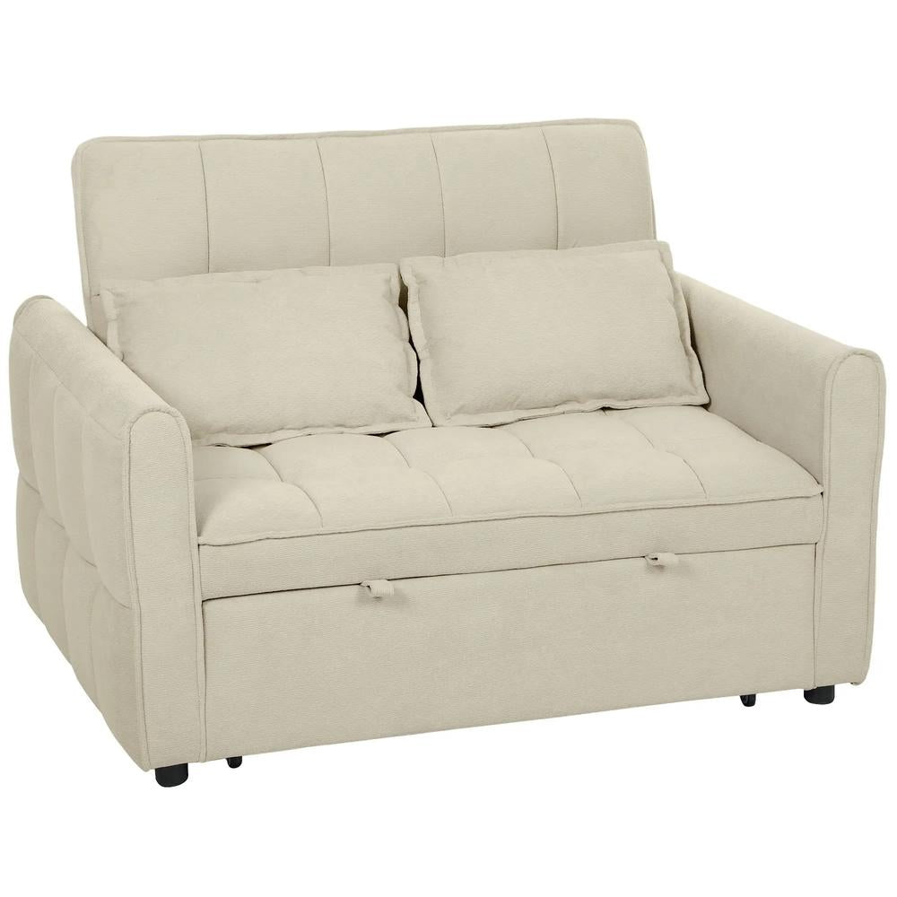 HOMCOM 2 Seater Sofa Bed, 3-in-1 Convertible Sleeper Sofa with Click-clack Adjustable Backrest and 2 Pillows Additional View 16