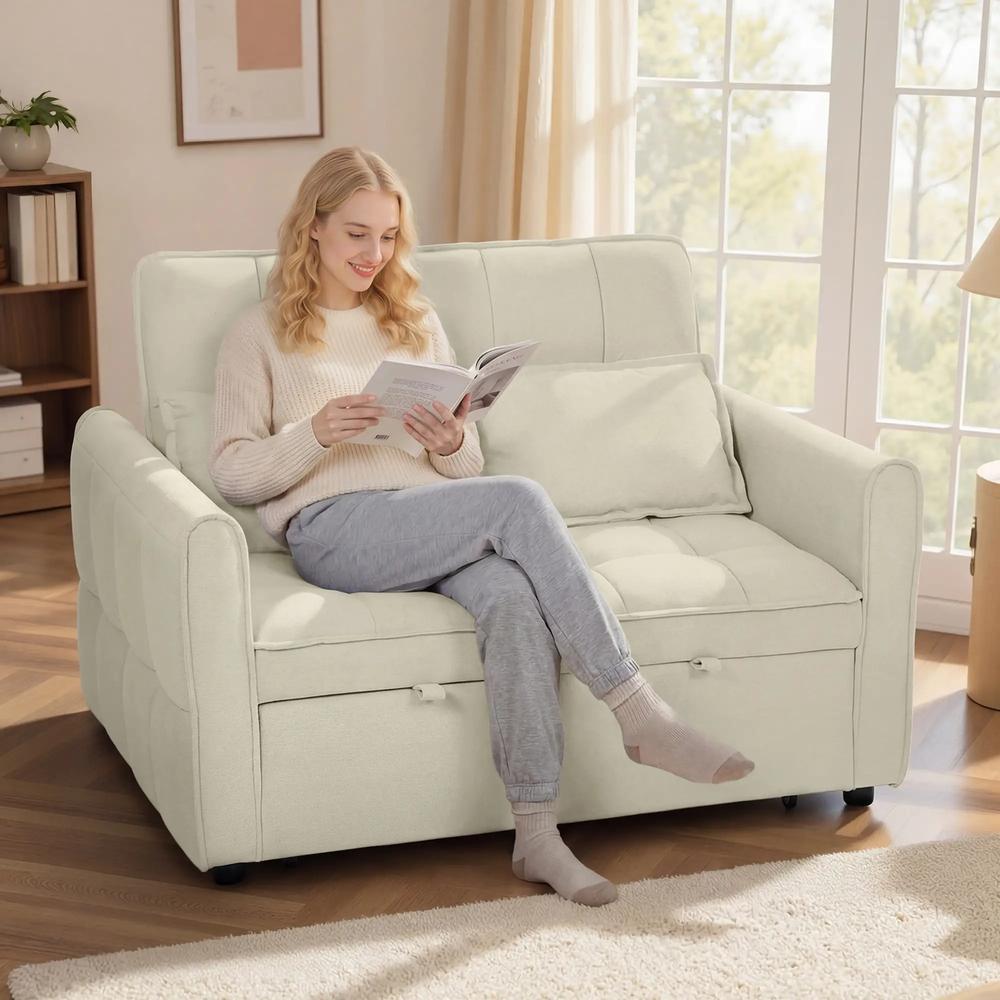 HOMCOM 2 Seater Sofa Bed, 3-in-1 Convertible Sleeper Sofa with Click-clack Adjustable Backrest and 2 Pillows Additional View 17