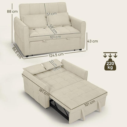 HOMCOM 2 Seater Sofa Bed, 3-in-1 Convertible Sleeper Sofa with Click-clack Adjustable Backrest and 2 Pillows Additional View 18