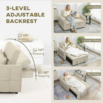 HOMCOM 2 Seater Sofa Bed, 3-in-1 Convertible Sleeper Sofa with Click-clack Adjustable Backrest and 2 Pillows Additional View 20