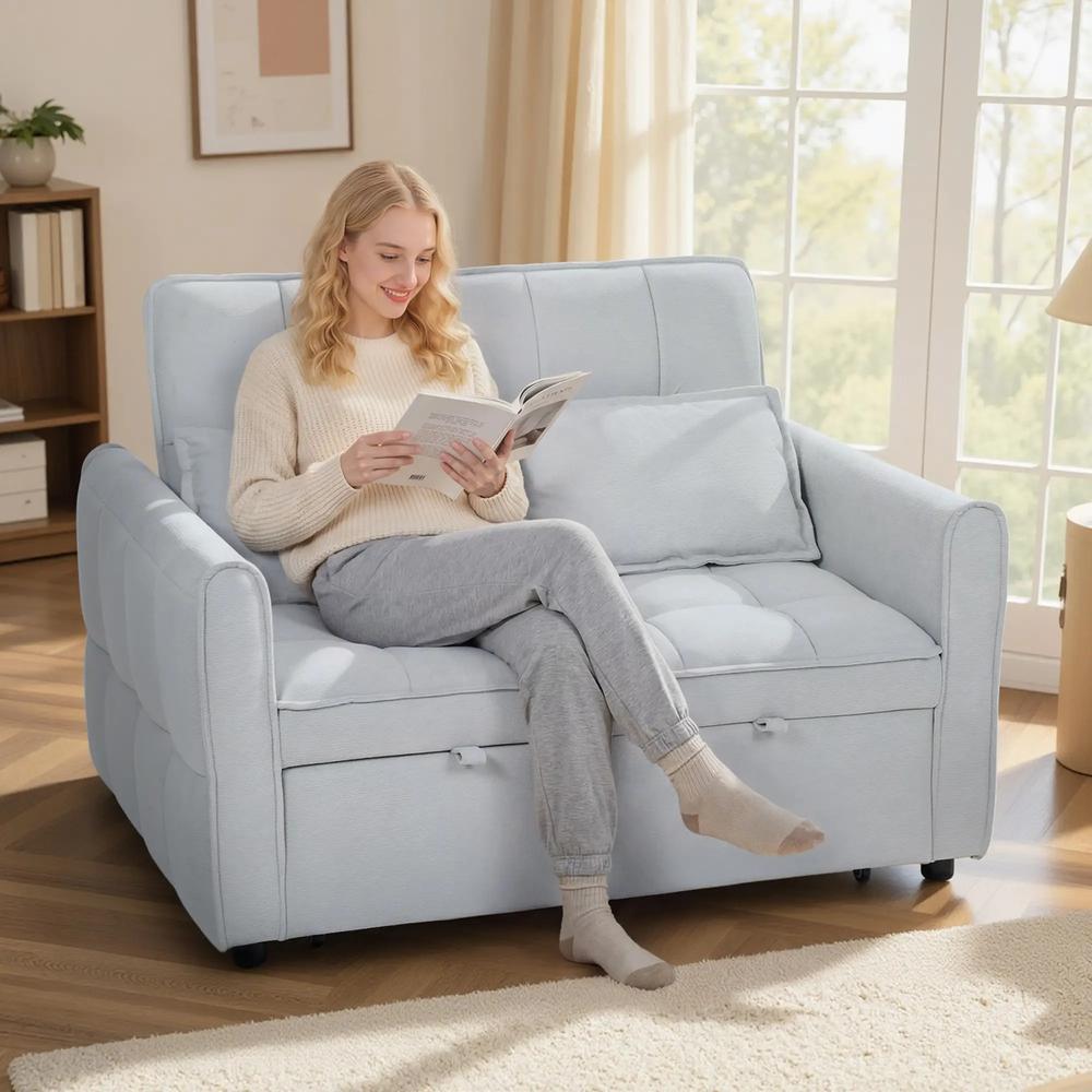 HOMCOM 2 Seater Sofa Bed, 3-in-1 Convertible Sleeper Sofa with Click-clack Adjustable Backrest and 2 Pillows Additional View 2