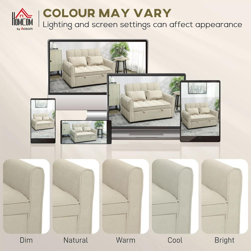 HOMCOM 2 Seater Sofa Bed, 3-in-1 Convertible Sleeper Sofa with Click-clack Adjustable Backrest and 2 Pillows Additional View 22