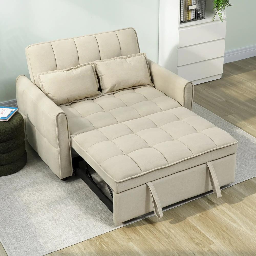 HOMCOM 2 Seater Sofa Bed, 3-in-1 Convertible Sleeper Sofa with Click-clack Adjustable Backrest and 2 Pillows Additional View 23