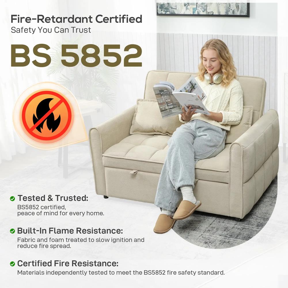 HOMCOM 2 Seater Sofa Bed, 3-in-1 Convertible Sleeper Sofa with Click-clack Adjustable Backrest and 2 Pillows Additional View 24