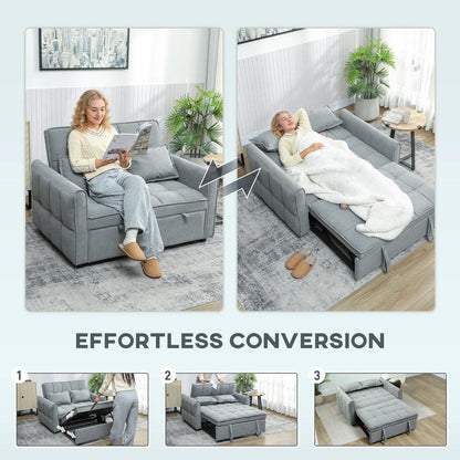 HOMCOM 2 Seater Sofa Bed, 3-in-1 Convertible Sleeper Sofa with Click-clack Adjustable Backrest and 2 Pillows Additional View 30