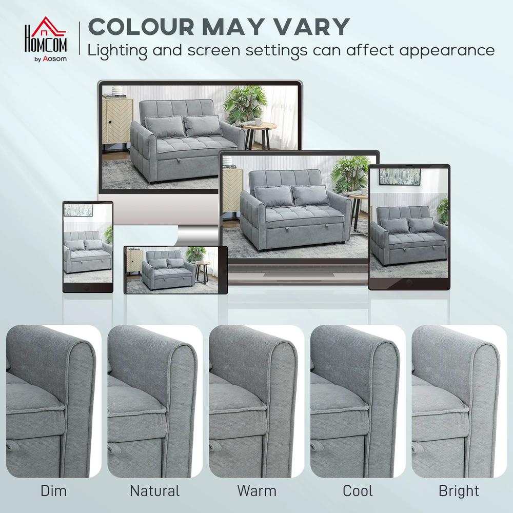 HOMCOM 2 Seater Sofa Bed, 3-in-1 Convertible Sleeper Sofa with Click-clack Adjustable Backrest and 2 Pillows Additional View 33