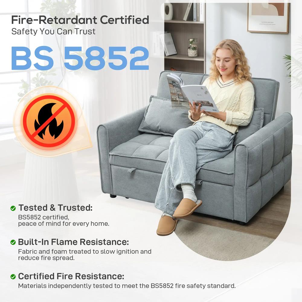 HOMCOM 2 Seater Sofa Bed, 3-in-1 Convertible Sleeper Sofa with Click-clack Adjustable Backrest and 2 Pillows Additional View 36