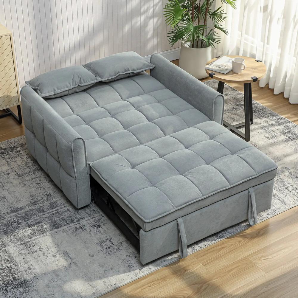 HOMCOM 2 Seater Sofa Bed, 3-in-1 Convertible Sleeper Sofa with Click-clack Adjustable Backrest and 2 Pillows Additional View 37