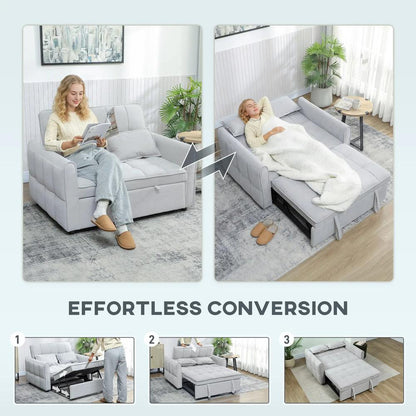 HOMCOM 2 Seater Sofa Bed, 3-in-1 Convertible Sleeper Sofa with Click-clack Adjustable Backrest and 2 Pillows Additional View 4