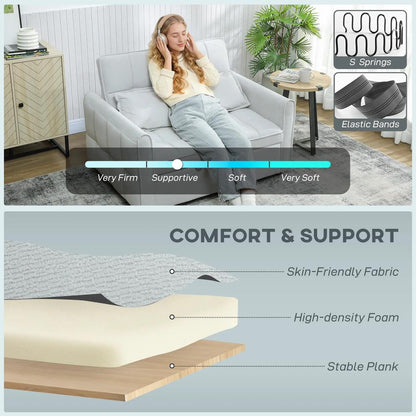 HOMCOM 2 Seater Sofa Bed, 3-in-1 Convertible Sleeper Sofa with Click-clack Adjustable Backrest and 2 Pillows Additional View 6