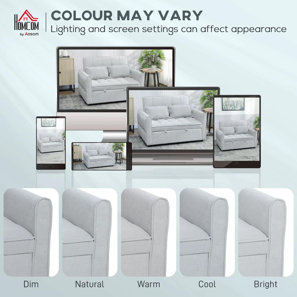 HOMCOM 2 Seater Sofa Bed, 3-in-1 Convertible Sleeper Sofa with Click-clack Adjustable Backrest and 2 Pillows Additional View 7
