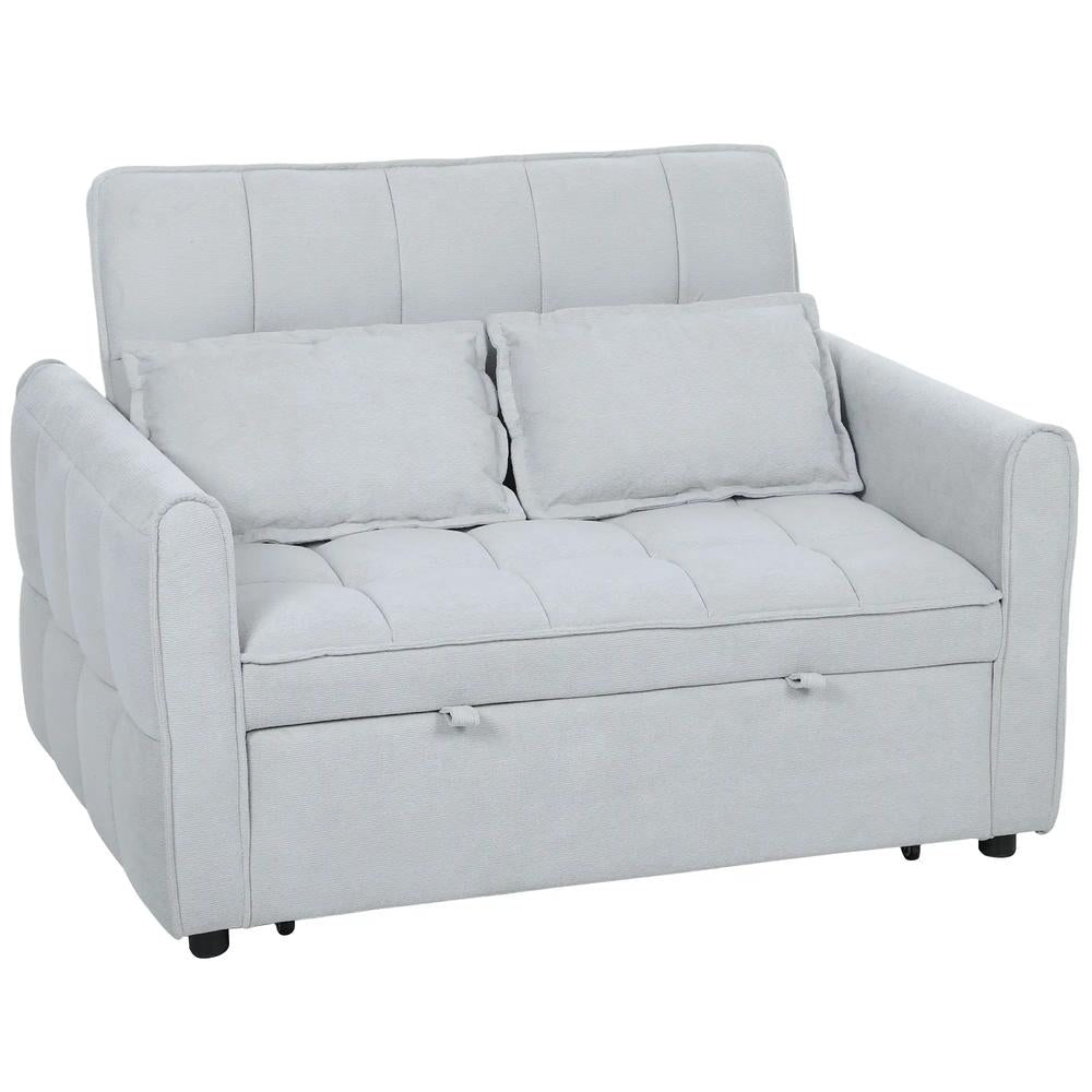 HOMCOM 2 Seater Sofa Bed, 3-in-1 Convertible Sleeper Sofa with Click-clack Adjustable Backrest and 2 Pillows