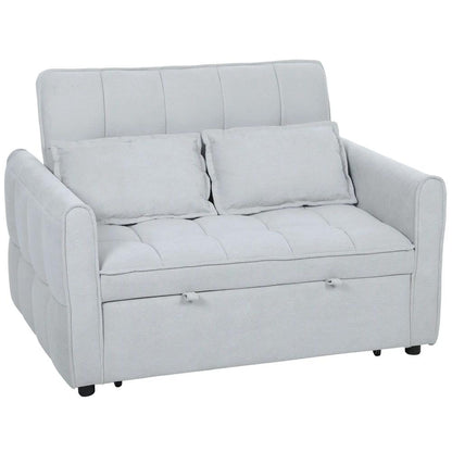 HOMCOM 2 Seater Sofa Bed, 3-in-1 Convertible Sleeper Sofa with Click-clack Adjustable Backrest and 2 Pillows