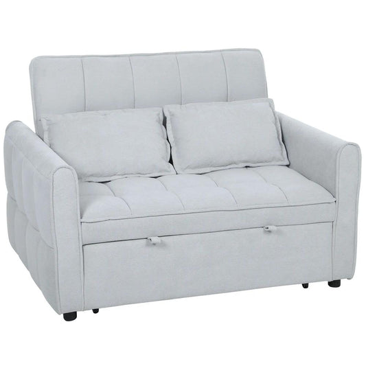 HOMCOM 2 Seater Sofa Bed, 3-in-1 Convertible Sleeper Sofa with Click-clack Adjustable Backrest and 2 Pillows