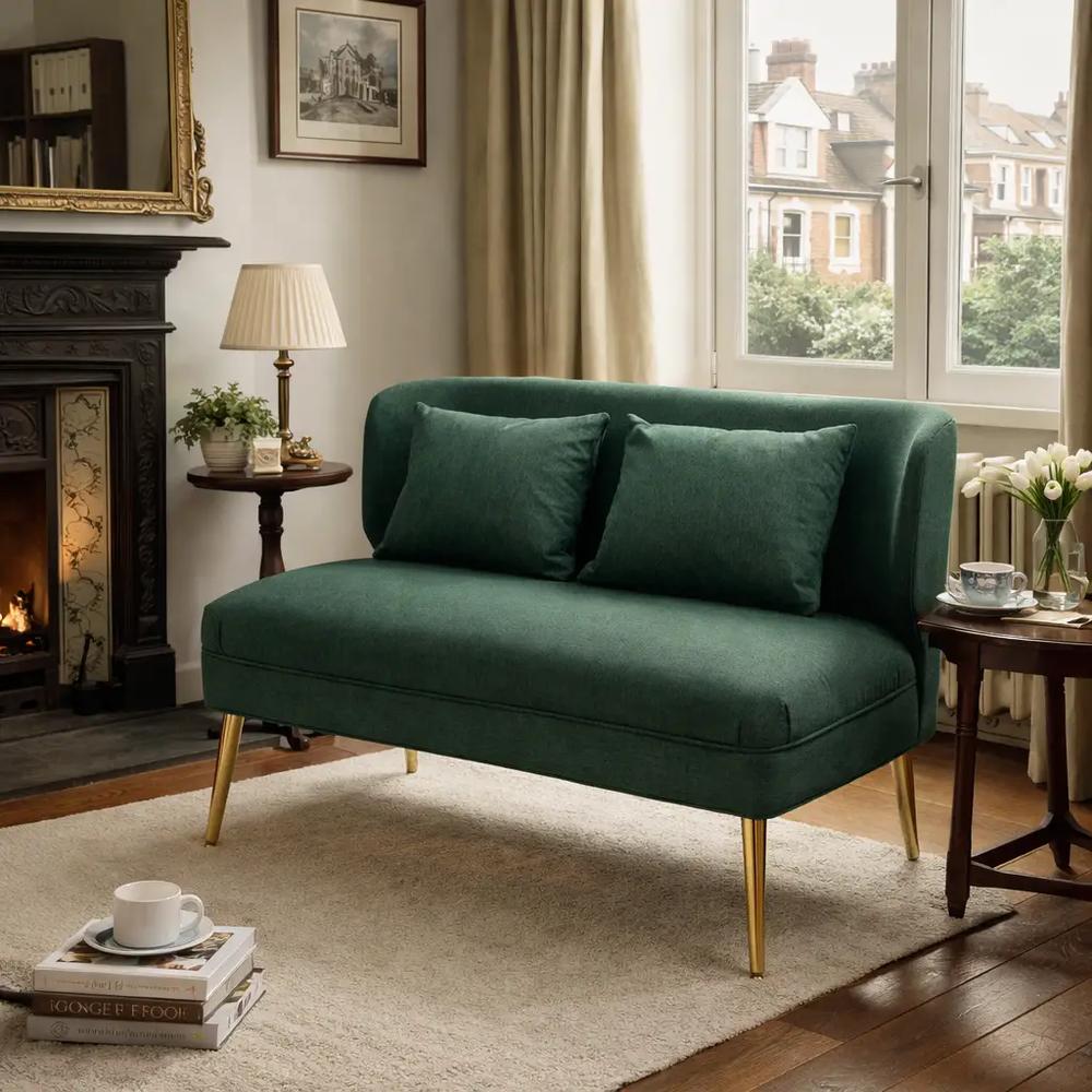 HOMCOM 2 Seater Sofa, Linen-look Fabric Small Sofa with Wing Back, Thick Seat, Metal Legs Additional View 15