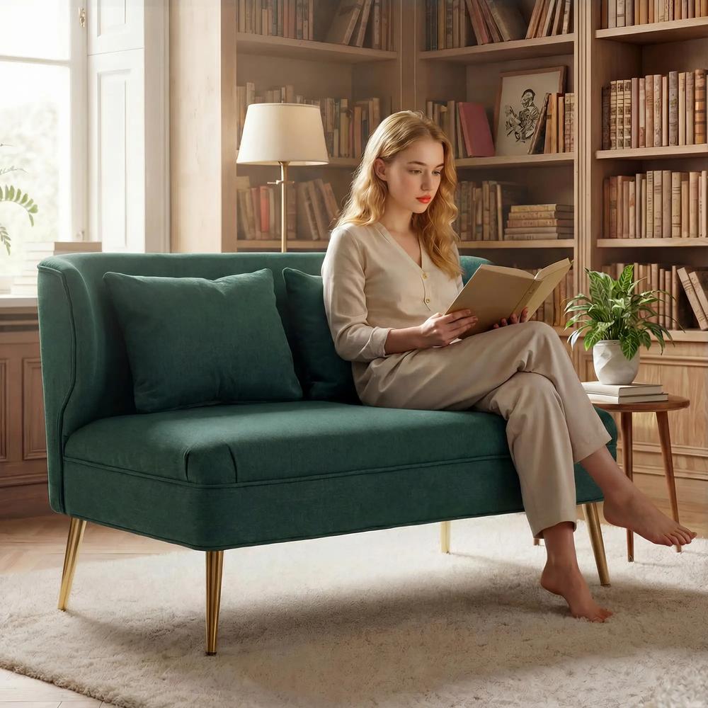 HOMCOM 2 Seater Sofa, Linen-look Fabric Small Sofa with Wing Back, Thick Seat, Metal Legs Additional View 16