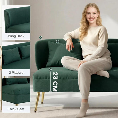 HOMCOM 2 Seater Sofa, Linen-look Fabric Small Sofa with Wing Back, Thick Seat, Metal Legs Additional View 19
