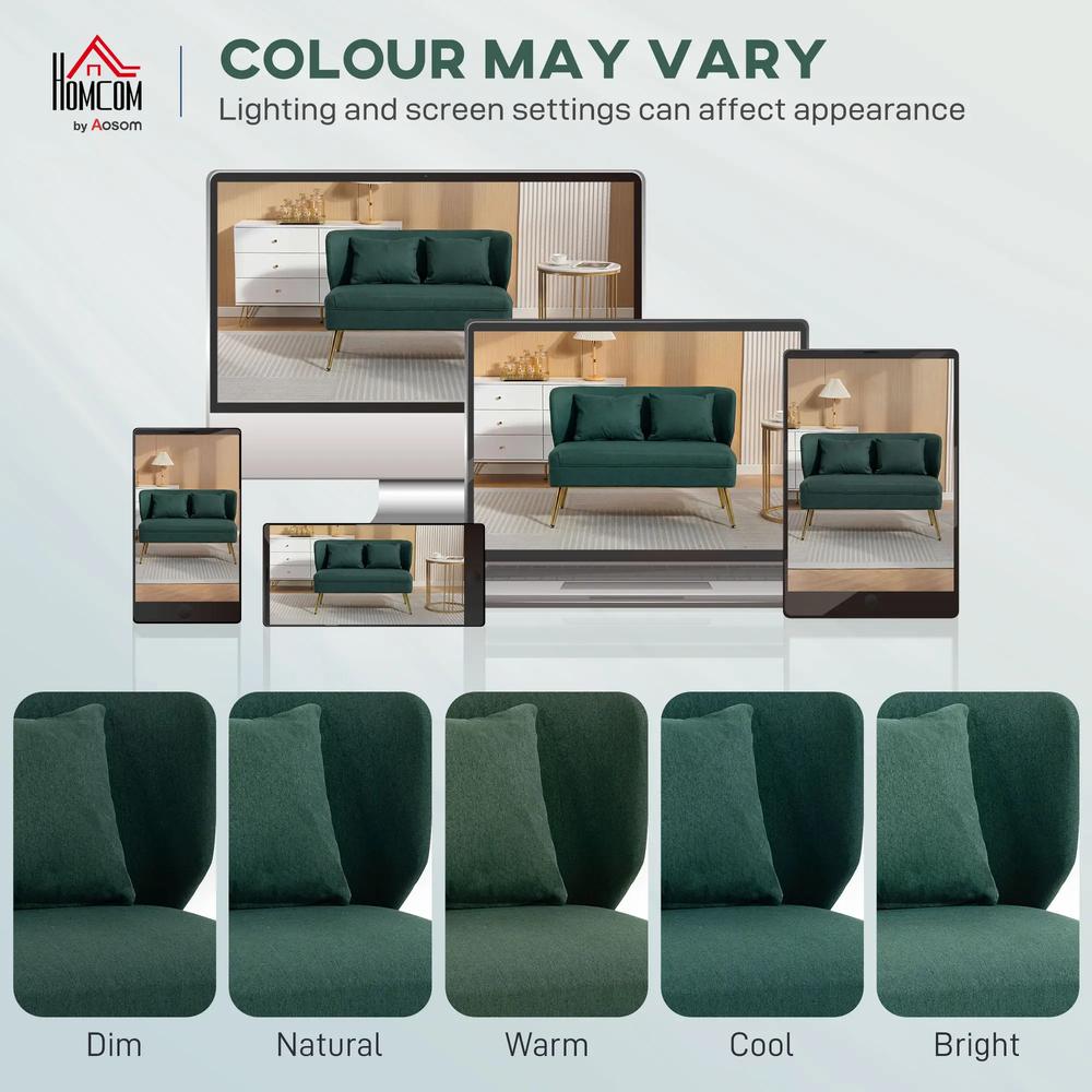 HOMCOM 2 Seater Sofa, Linen-look Fabric Small Sofa with Wing Back, Thick Seat, Metal Legs Additional View 21