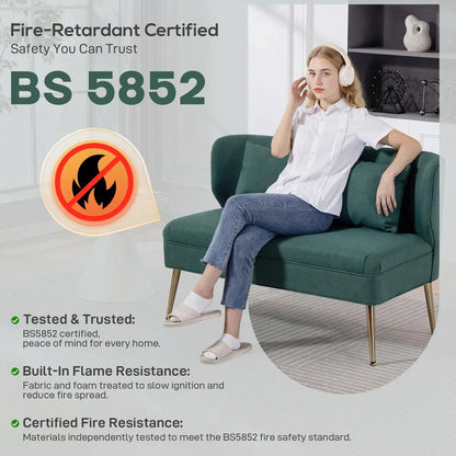 HOMCOM 2 Seater Sofa, Linen-look Fabric Small Sofa with Wing Back, Thick Seat, Metal Legs Additional View 22