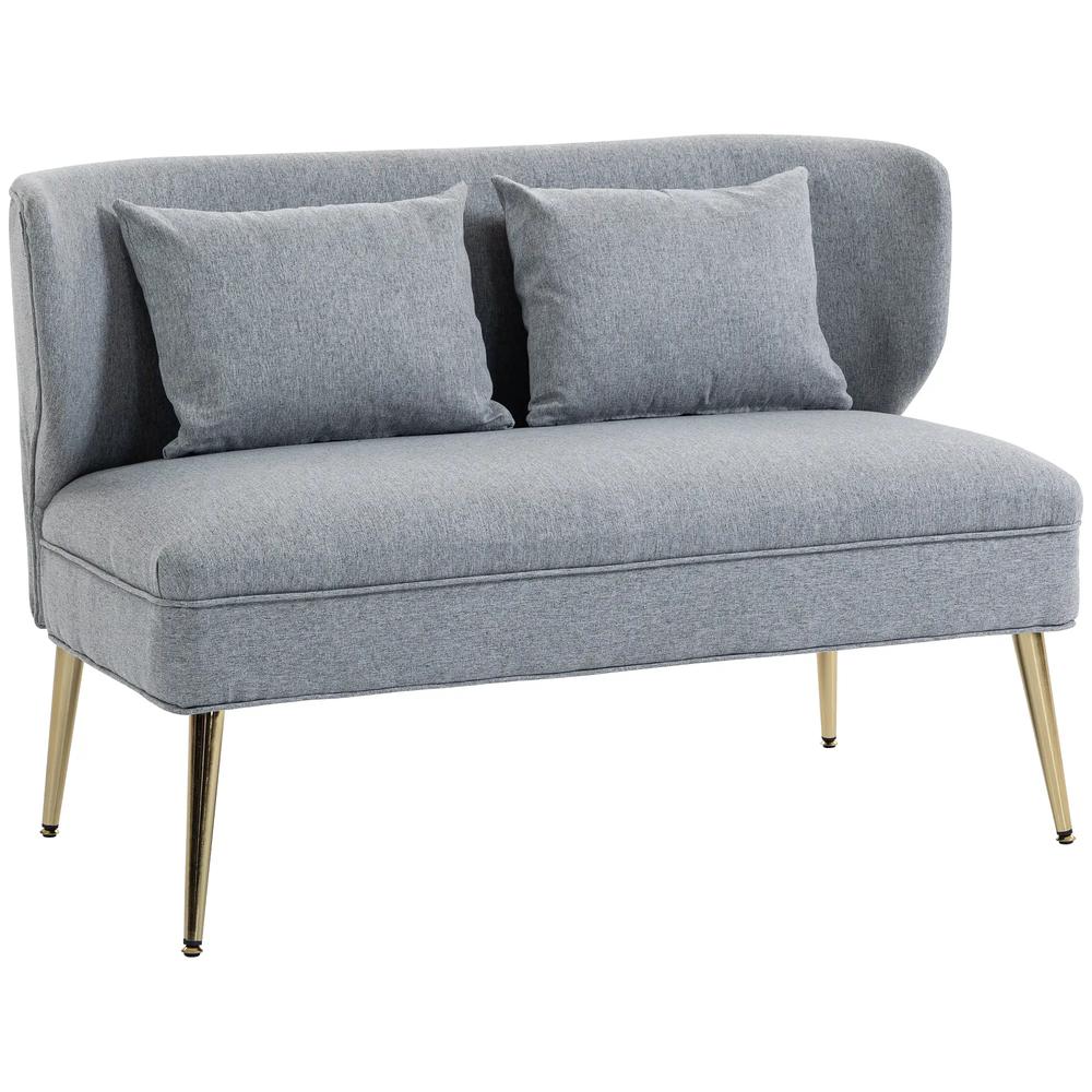 HOMCOM 2 Seater Sofa, Linen-look Fabric Small Sofa with Wing Back, Thick Seat, Metal Legs Additional View 27