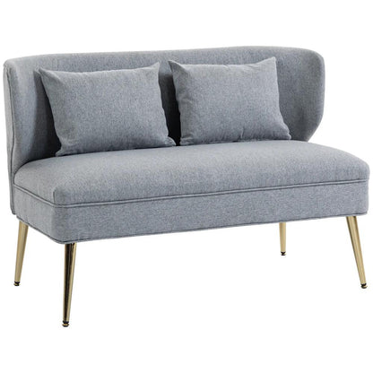 HOMCOM 2 Seater Sofa, Linen-look Fabric Small Sofa with Wing Back, Thick Seat, Metal Legs Additional View 27