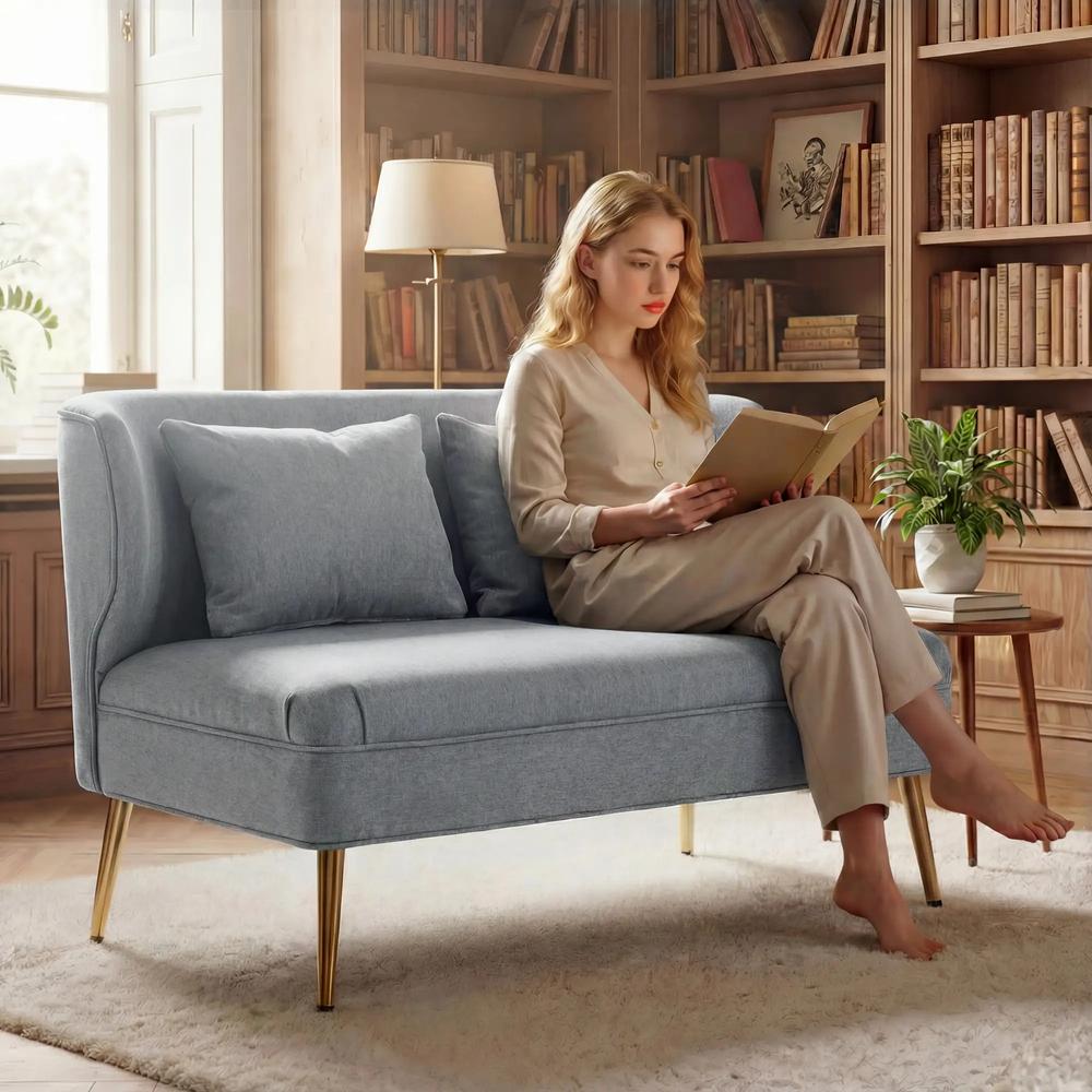 HOMCOM 2 Seater Sofa, Linen-look Fabric Small Sofa with Wing Back, Thick Seat, Metal Legs Additional View 28