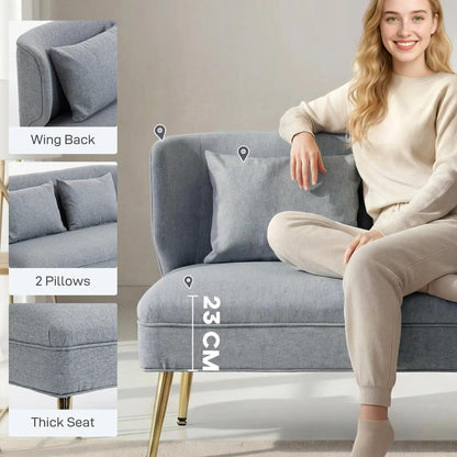 HOMCOM 2 Seater Sofa, Linen-look Fabric Small Sofa with Wing Back, Thick Seat, Metal Legs Additional View 31