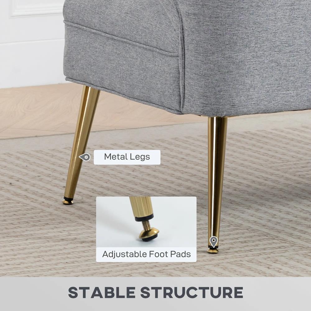 HOMCOM 2 Seater Sofa, Linen-look Fabric Small Sofa with Wing Back, Thick Seat, Metal Legs Additional View 32