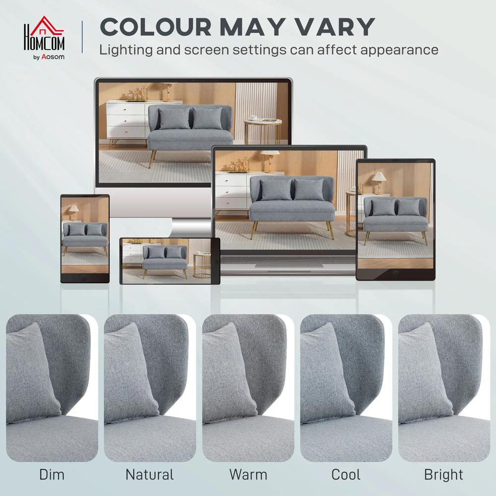 HOMCOM 2 Seater Sofa, Linen-look Fabric Small Sofa with Wing Back, Thick Seat, Metal Legs Additional View 33