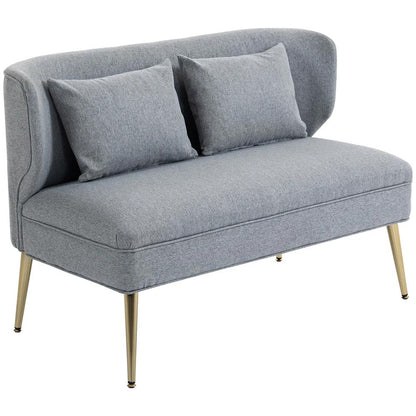 HOMCOM 2 Seater Sofa, Linen-look Fabric Small Sofa with Wing Back, Thick Seat, Metal Legs Additional View 38