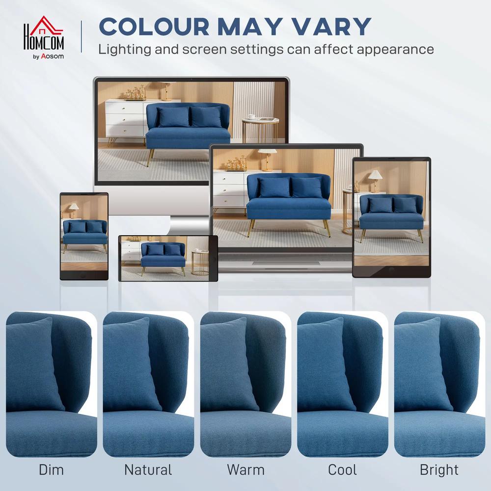 HOMCOM 2 Seater Sofa, Linen-look Fabric Small Sofa with Wing Back, Thick Seat, Metal Legs Additional View 7