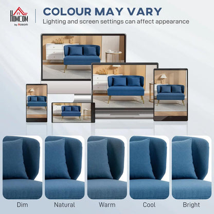 HOMCOM 2 Seater Sofa, Linen-look Fabric Small Sofa with Wing Back, Thick Seat, Metal Legs Additional View 7