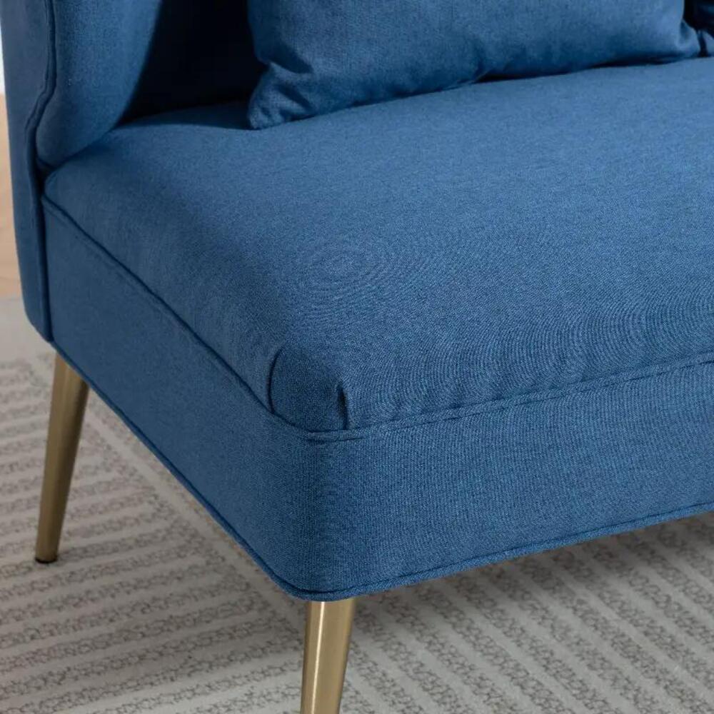 HOMCOM 2 Seater Sofa, Linen-look Fabric Small Sofa with Wing Back, Thick Seat, Metal Legs Additional View 10