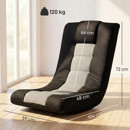 HOMCOM Floor Chair, Folding Floor Sofa with Adjustable Backrest, Wide Seat, Swivel Base, Black Additional View 3