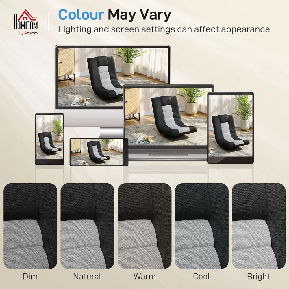 HOMCOM Floor Chair, Folding Floor Sofa with Adjustable Backrest, Wide Seat, Swivel Base, Black Additional View 8