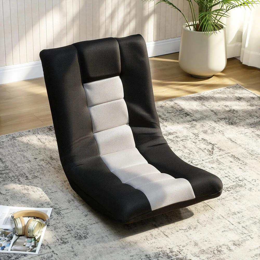 HOMCOM Floor Chair, Folding Floor Sofa with Adjustable Backrest, Wide Seat, Swivel Base, Black Additional View 10