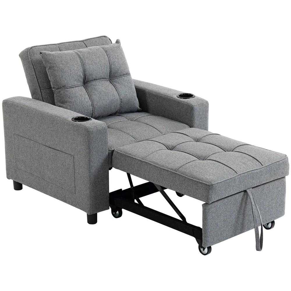 HOMCOM 3-in-1 Single Sofa Bed, Convertible Sleeper Chair Bed Additional View 11