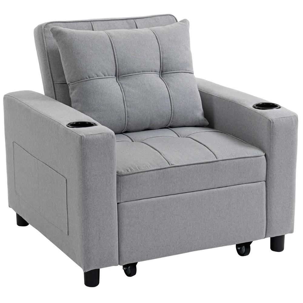 HOMCOM 3-in-1 Single Sofa Bed, Convertible Sleeper Chair Bed Additional View 12